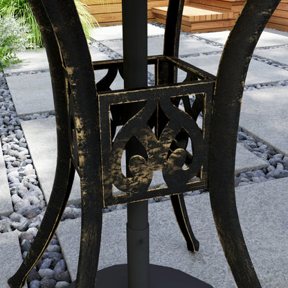 Kenofa Cast Aluminium Bronze Round Garden Dining Table With Parasol Hole