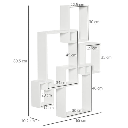 Como Wood White Wall Mounted Interlocking Cube Display Shelves
