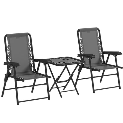 Lano Metal Dark Grey Mesh 3 Piece Garden Bistro Table And Chair Set
