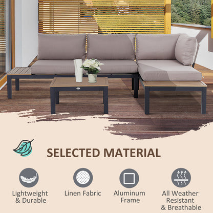 Maha 4 Seater Garden Furniture Set with Corner Sofa Coffee Table and Side Tables