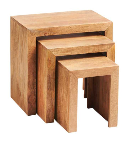 Set of 3 Manila Light Mango Wood Nesting Tables