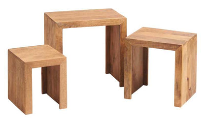 Set of 3 Manila Light Mango Wood Nesting Tables
