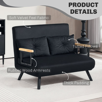 Tarico Black 4 In One Convertible Double Sofa Bed With Cushions