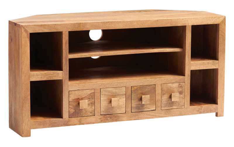 Manila Light Mango Wood Modern Corner TV Unit