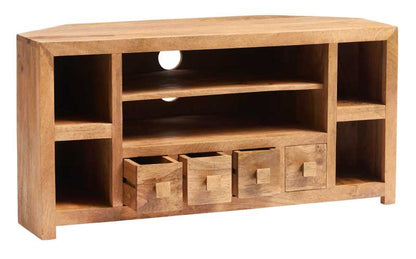 Manila Light Mango Wood Modern Corner TV Unit