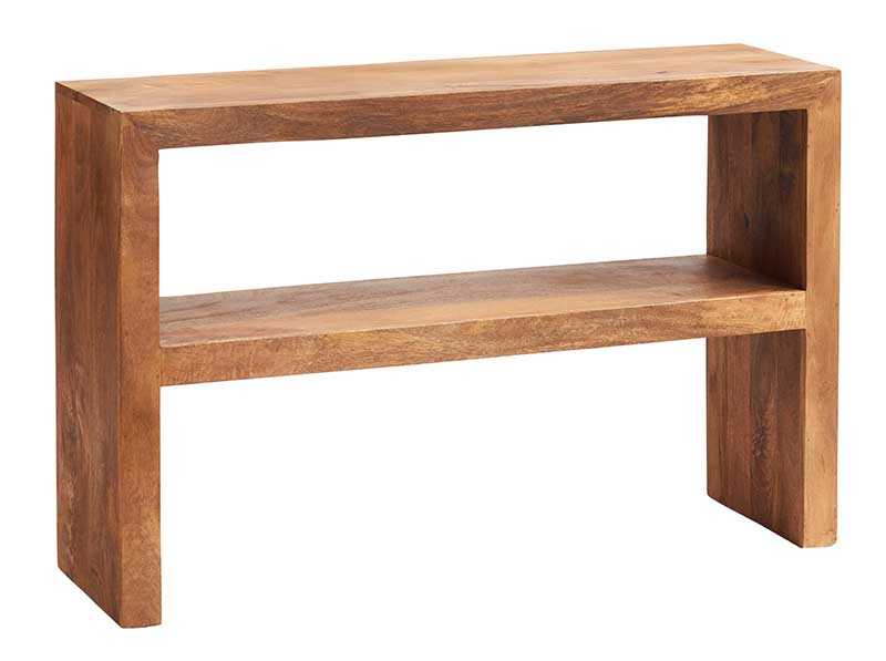 Manila Light Mango Wood Console Table with Shelf