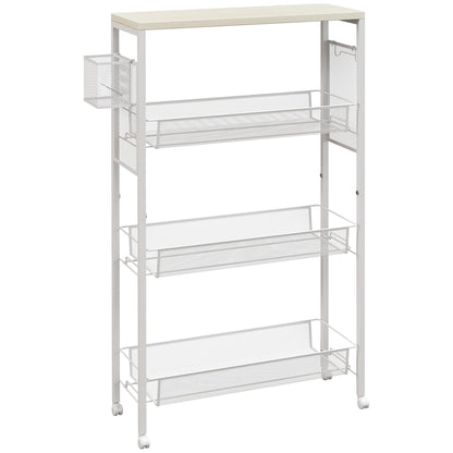 Else Lune Metal White 3 Tier Kitchen Cart With Steel Wire Baskets