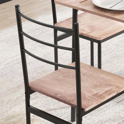 Kaloro Metal And Wooden Black 5 Piece Space Saving Dining Table And Chair Set