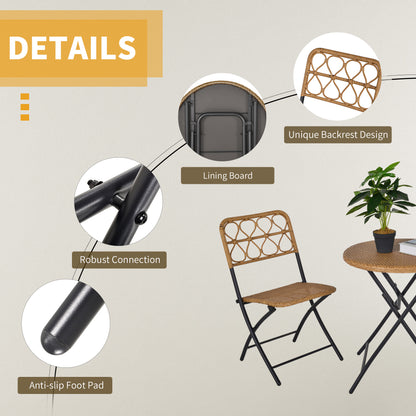 Inca Natural Rattan Rope 2 Seater Foldable Bistro Set With Chairs And Coffee Table