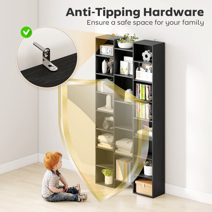 Faelsu Nota Wooden Black Twenty One Compartment Storage Bookcase