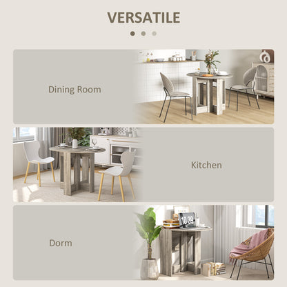 Tase Wooden Grey Folding Drop Leaf Dining Table For Compact Spaces