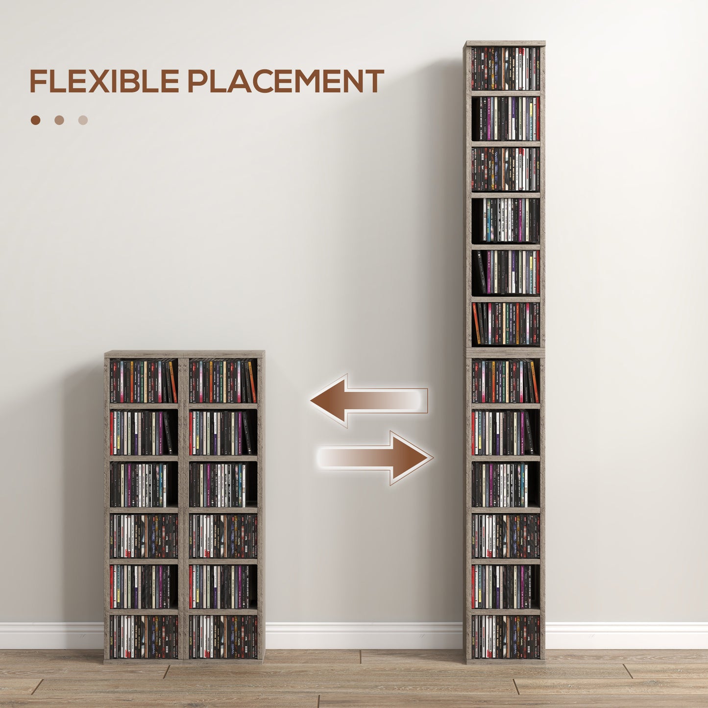 Vali Wood Dark Wood Effect Set Of 2 CD Storage Units With 102 Disc Capacity