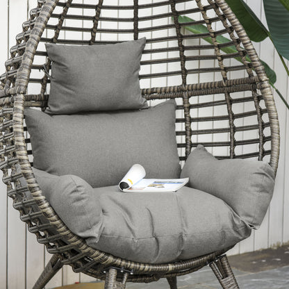 Luyono Rattan Rope Grey Teardrop Outdoor Egg Chair With Cushions
