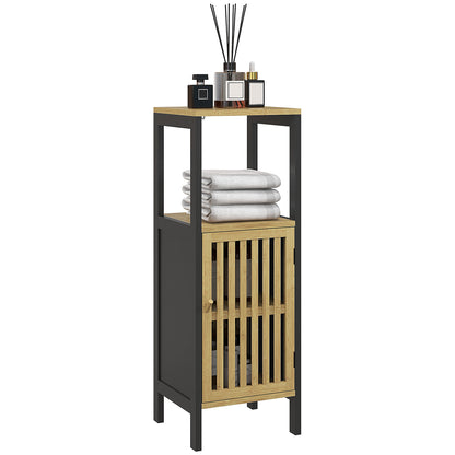 Lava Retro Bamboo Style Bathroom Storage Cabinet With Cut Out Detail