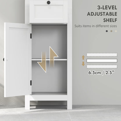 Ralo Tall Slim Bathroom Storage Cabinet With OFauxn Shelves Drawer And Soft Close Door White
