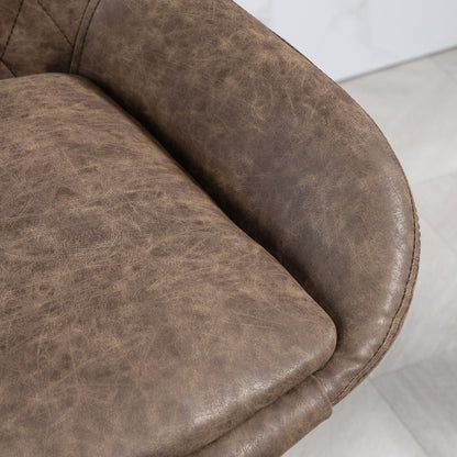 Lenozzo Faux Leather Brown Set Of 2 Retro Style Bar Stools With Padded Seats
