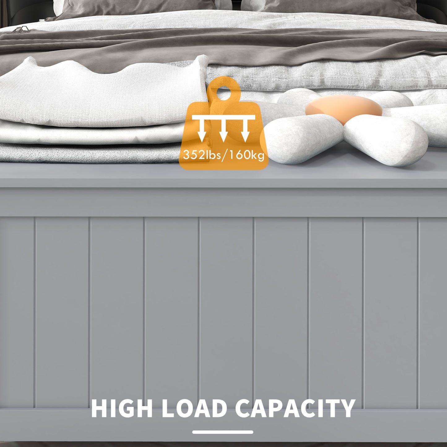 Halumo Grey Wooden Panelled Blanket Storage Chest