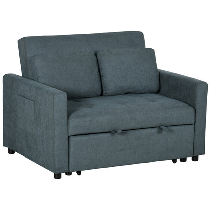 Matano Maso Charcoal Grey 2 Seater Sofa Bed With Side Pockets And Cushions