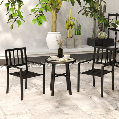 Nalane 3 Piece Patio Bistro Set with Stackable Chairs and Round Table
