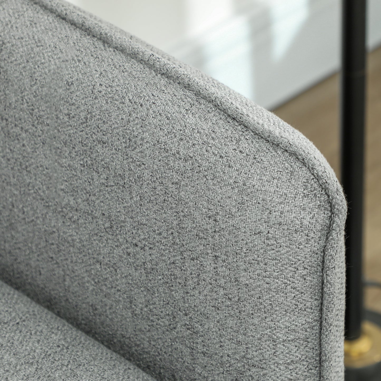 Fine Fabric Grey Button Tufted 2 Seater Sofa With Cushions And Steel Legs