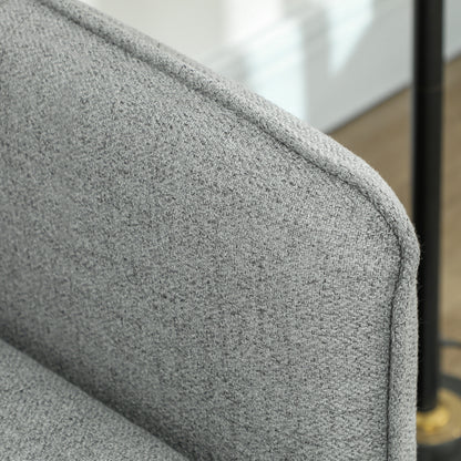 Fine Fabric Grey Button Tufted 2 Seater Sofa With Cushions And Steel Legs