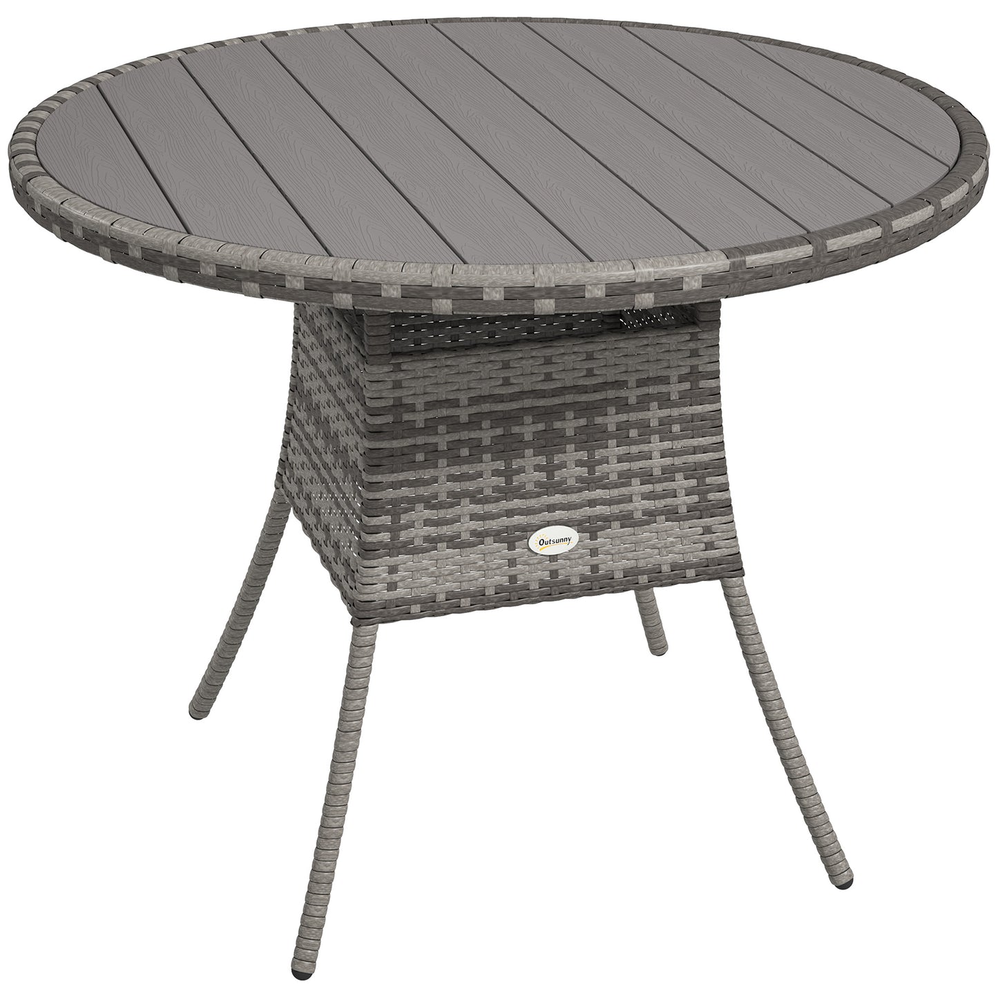 Ladido 90cm Grey Rattan Wood Effect Outdoor Dining Table