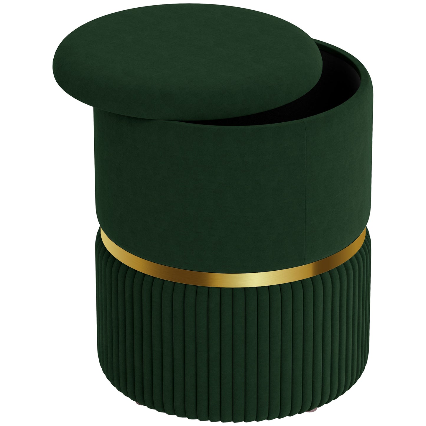 Rapa Etched Velvet Green Storage Ottoman With Gold Detail
