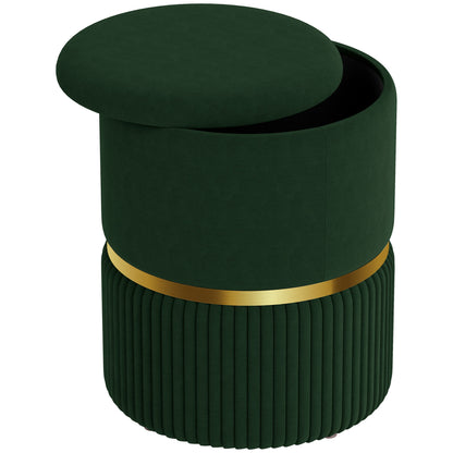 Rapa Etched Velvet Green Storage Ottoman With Gold Detail