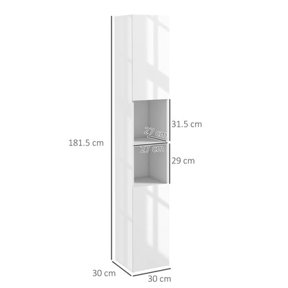 Yoco High Gloss White Freestanding Bathroom Storage Cabinet With Doors And Adjustable Shelves