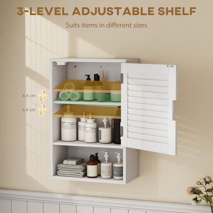 Zidi Rolette Wall Mounted Bathroom Storage Cabinet With Adjustable Shelves White 40 x 20 x 60cm