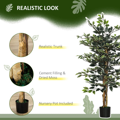 Nedori Tall Artificial Ficus Style Tree With Realistic Leaf Detail In Pot For Office Interiors