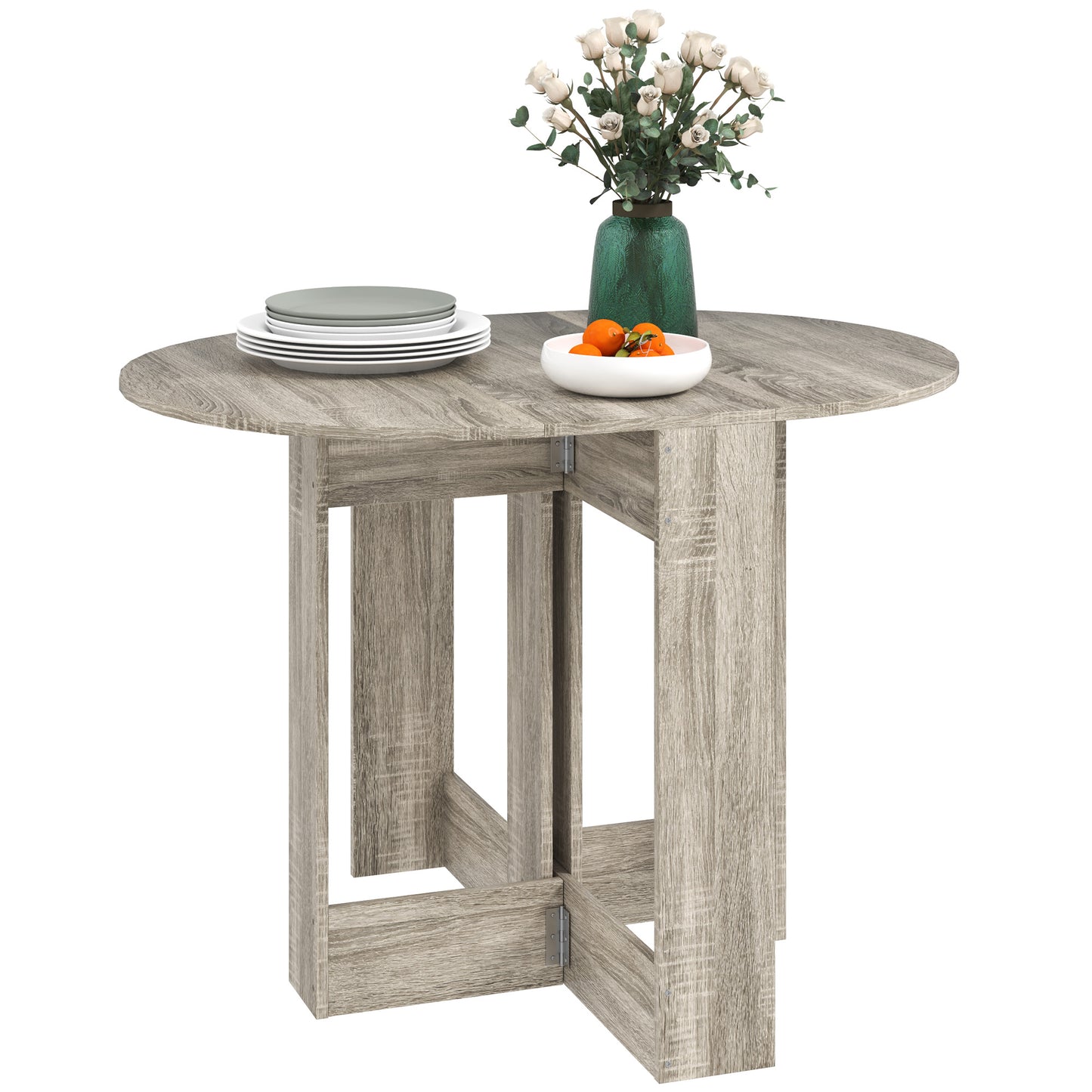 Tase Wooden Grey Folding Drop Leaf Dining Table For Compact Spaces