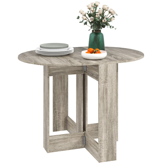 Tase Wooden Grey Folding Drop Leaf Dining Table For Compact Spaces
