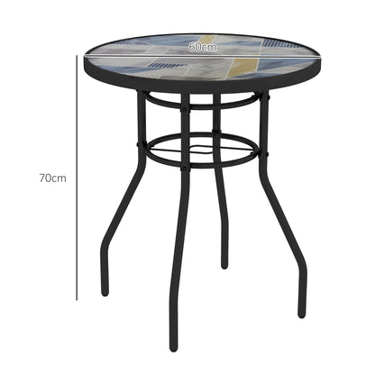 Bahavi Glass Top Multicolour Round Garden Table