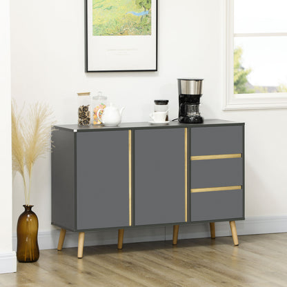 Sola Vela Dark Grey Sideboard Double Doors 3 Drawers And Shelves
