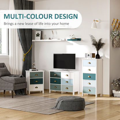 Dilosu Noka Set Of 2 Shabby Chic 3 Drawer Bedside Tables In Grey And Blue