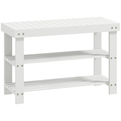 Riyo White Bamboo 2 Tier Shoe Storage Bench