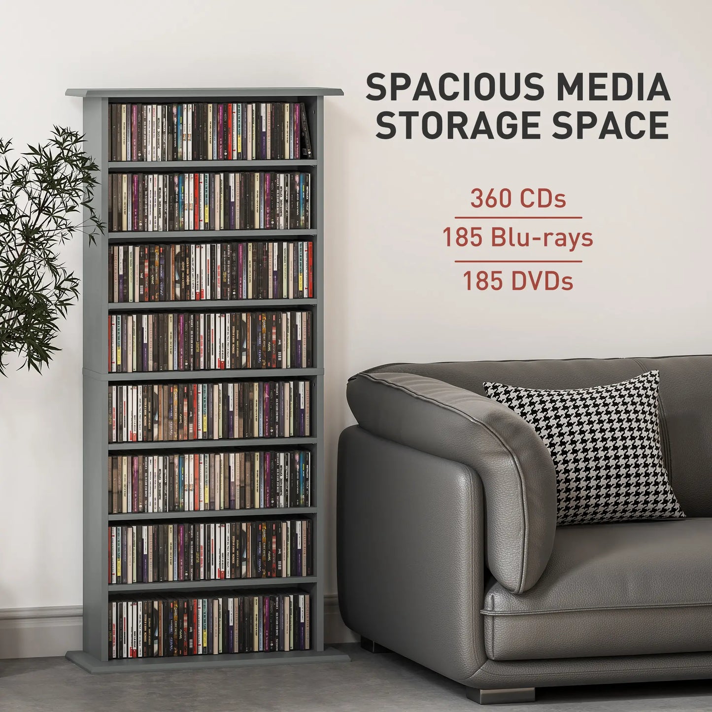 Wood Grey CD Storage Unit With 360 Disc Capacity