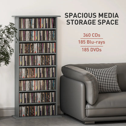 Wood Grey CD Storage Unit With 360 Disc Capacity