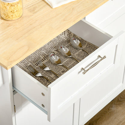 Nopaso Wooden White Kitchen Island With Drawers And Cupboards