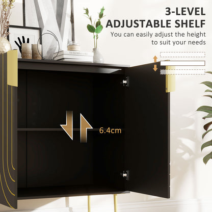 Mose Black And Gold Art Deco Style Sideboard 2 Doors