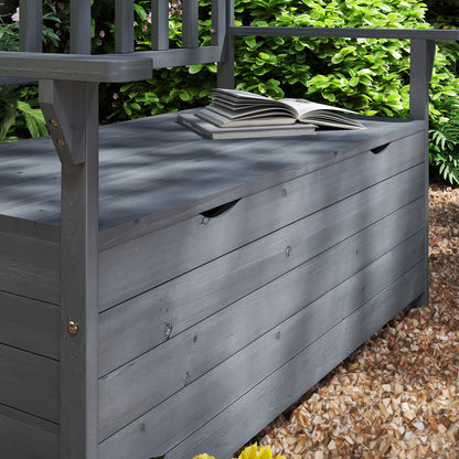 Cozicce Metal Grey 2 Seater Outdoor Storage Bench With Lift Up Seat