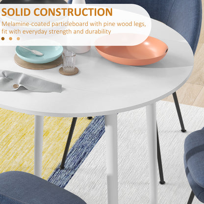 Zinise Solid Wood White Round Folding Dining Table Seating 4 With TaFauxred Legs