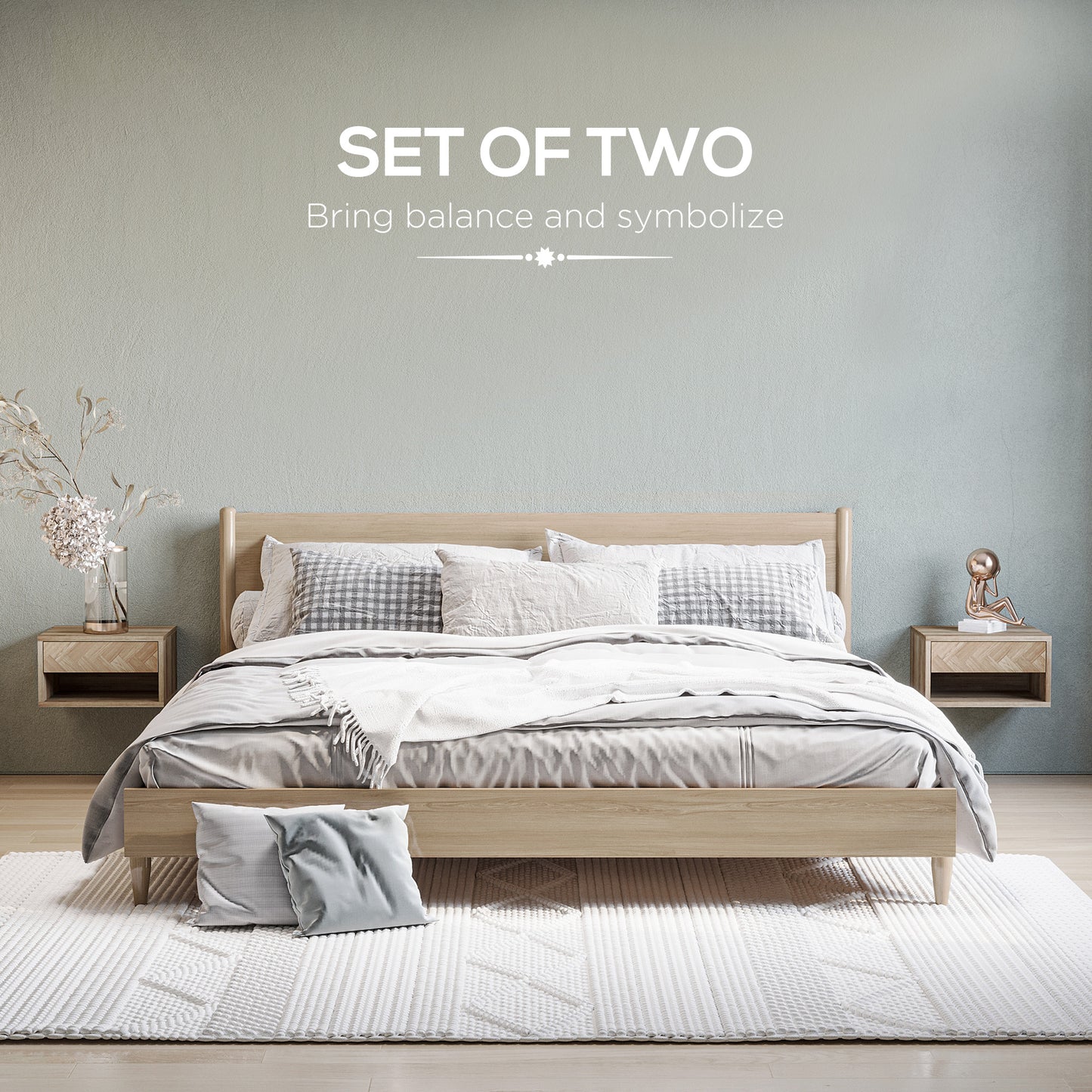 Lotoro Set Of 2 Natural Wood Floating Bedside Tables