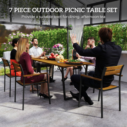 Mafi 6 Seater Wood Panel Outdoor Dining Set Slatted Design