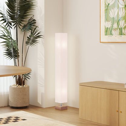 Talini Pine Wood And Fabric Natural Standing Floor Lamp With Linen Shade 120cm