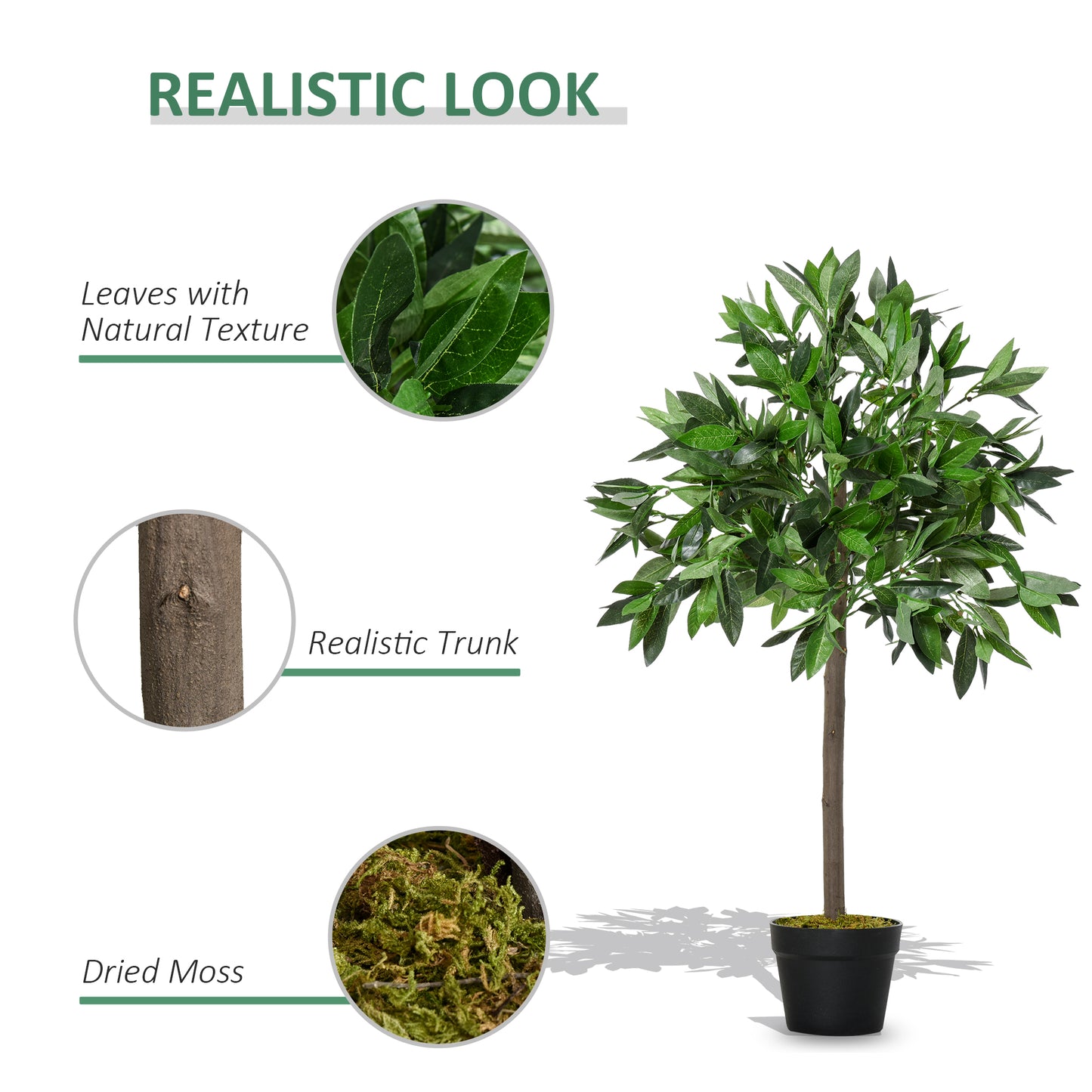 Rani Sumo Set Of 2 Artificial Bay Laurel Trees In Green Supplied In Pots For Indoor Office Use