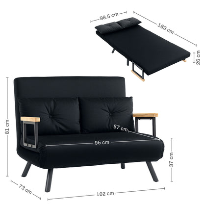 Tarico Black 4 In One Convertible Double Sofa Bed With Cushions