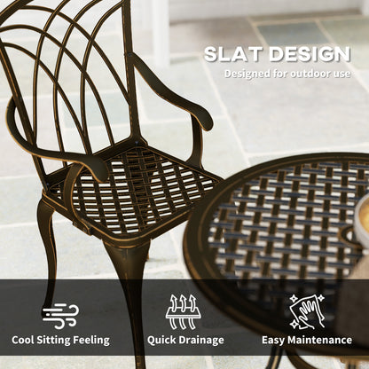 Sake 4 Seater Garden Dining Set Bronze Cast Aluminium Round Table with Parasol Hole
