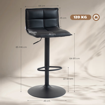 Miha Set Of 2 Black Modern Faux Leather Bar Chairs